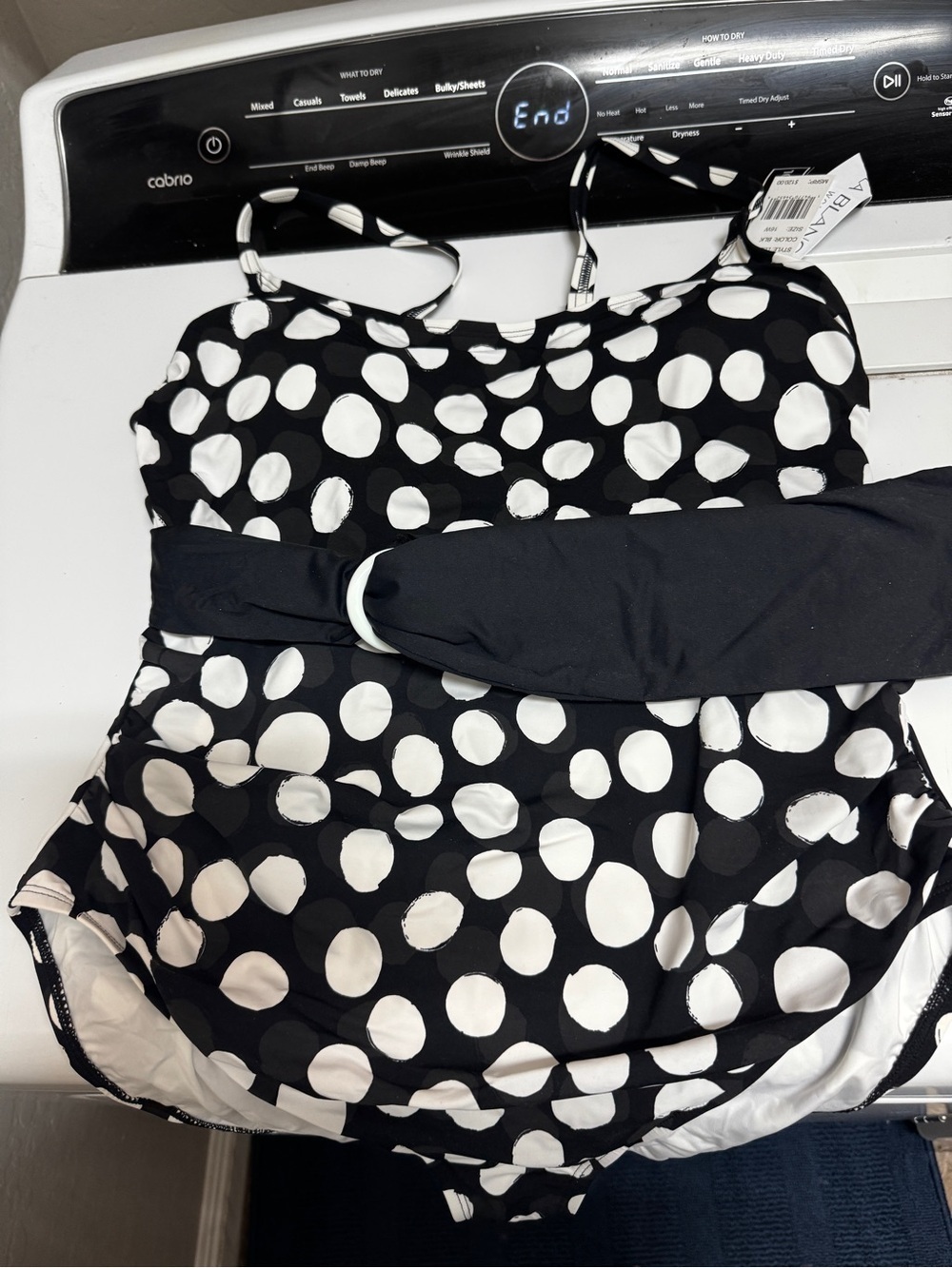 Belted Black & White Polka Dots By La Blanca - Picture 3 of 5